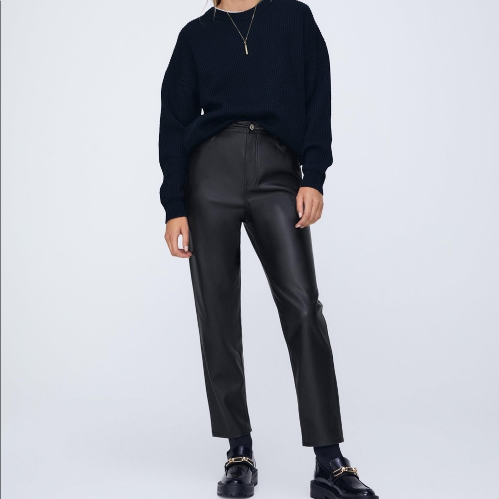 Zara Faux Leather Mom Fit Pants